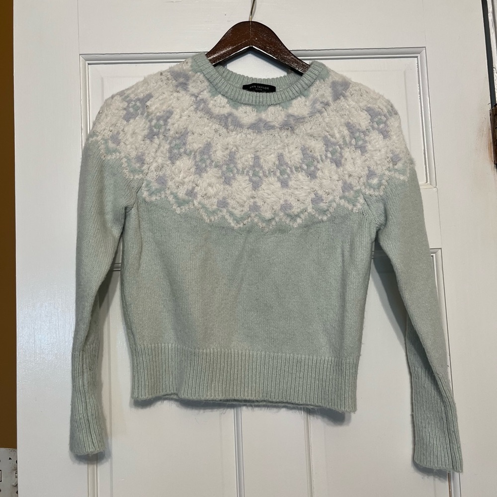 Ann Taylor Fair Isle Mock Neck Sweater XXSP